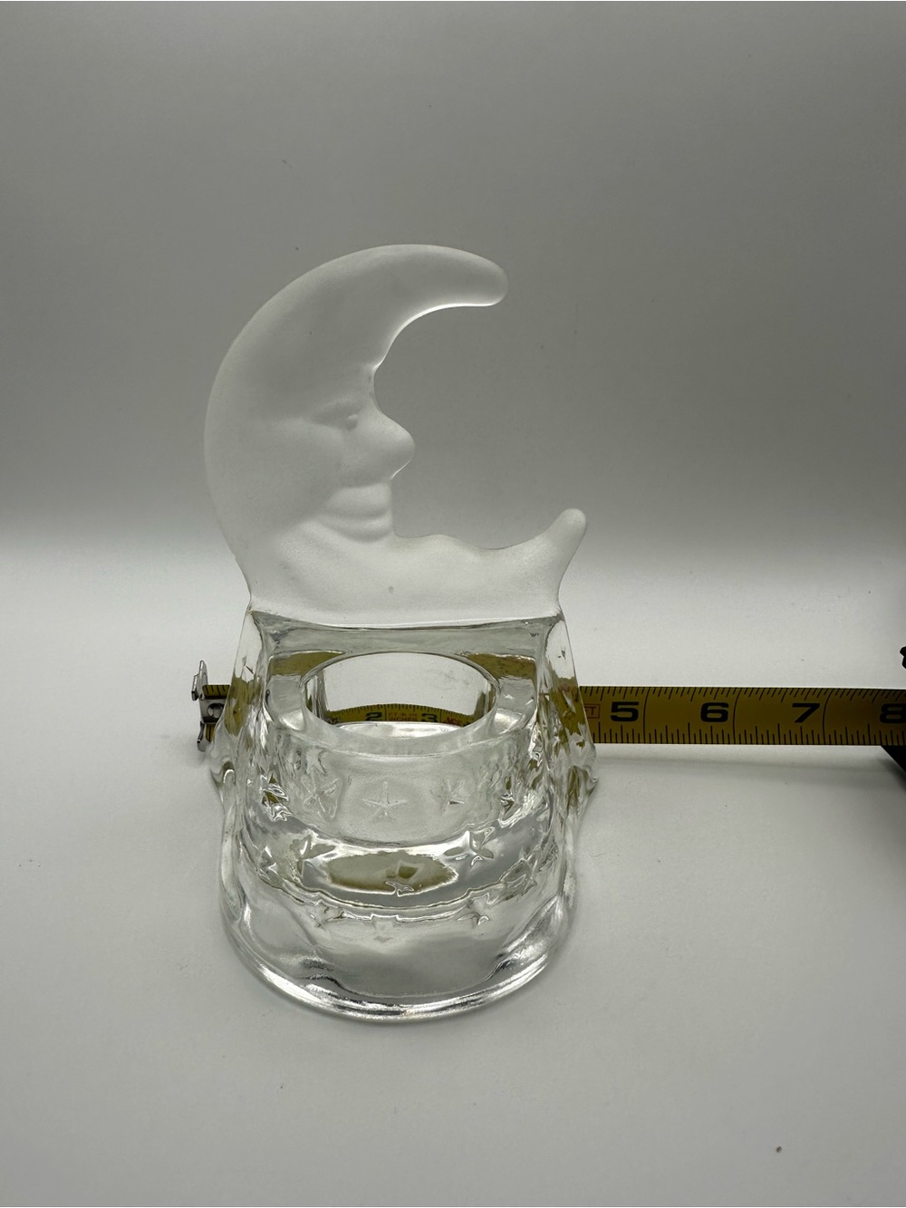 Frosted Glass Celestial Crescent Moon Tea Light Holder Clear - Picture 9 of 10